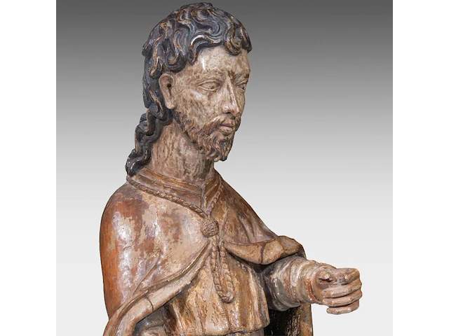 A 17thc spanish walnut sculpture of saint rochus 115 cm. (45.28 in.) - afbeelding 15 van  16
