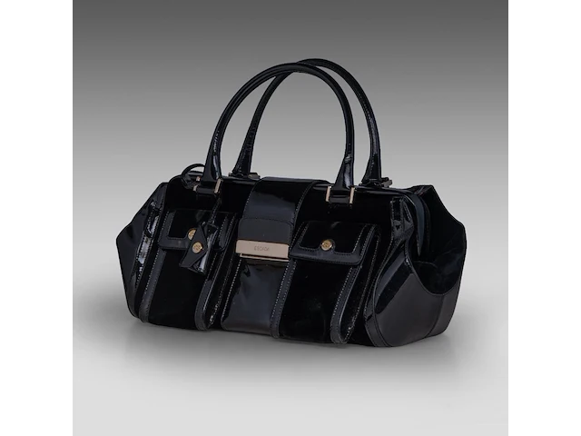 A black escada handbag in velvet and lacquer 17 x 40 x 15 cm. (6.69 x 15 3/4 x 5.91 in.) - afbeelding 6 van  13