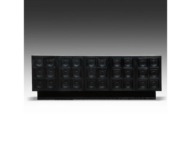 A brutalist black-stained oak dresser by de coene, courtrai 95 x 274 x 52.5 cm. (37.39 x 107.87 x 20.67 in.) - afbeelding 2 van  8