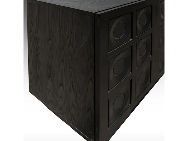 A brutalist black-stained oak dresser by de coene, courtrai 95 x 274 x 52.5 cm. (37.39 x 107.87 x 20.67 in.) - afbeelding 6 van  8