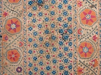 A bukhara suzani embroidery, uzbekistan, 19thc, framed 154 x 190 cm 126 x 162 cm. (49.60 x 63.78 in.), frame: 154 x 190 cm. (60.63 x 74.79 in.)