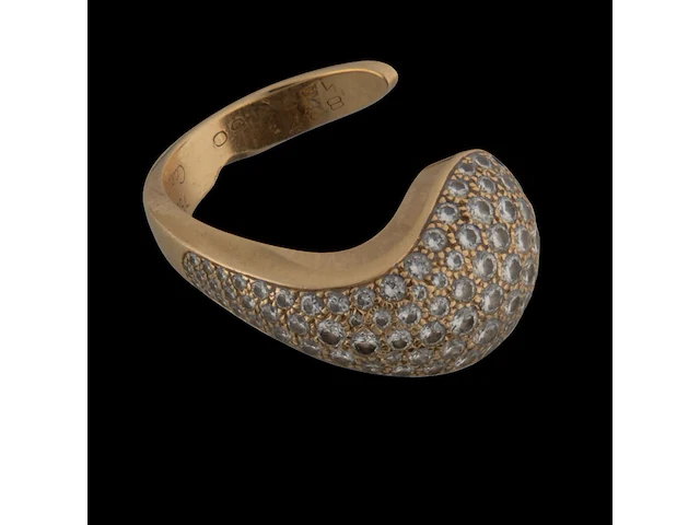 A cartier 18ct yellow gold and diamond 'yin-yang' ring, weight: 21 g (+) - afbeelding 8 van  10