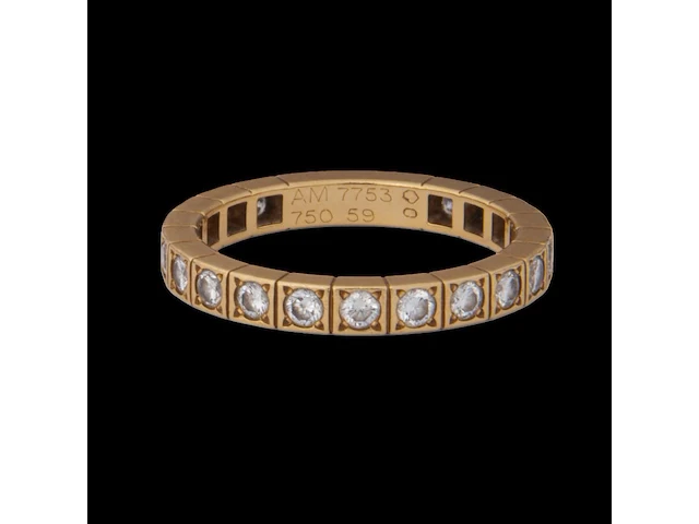 A cartier 'lanieres' ring in 18ct yellow gold and diamond, weight: 4,9 g - afbeelding 1 van  16