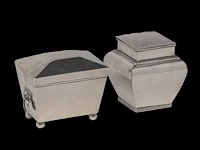 A cartier mustard and a collection of tea caddies, h 7 - 9,5 cm, total weight: 891 g - afbeelding 3 van  16