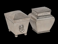 A cartier mustard and a collection of tea caddies, h 7 - 9,5 cm, total weight: 891 g - afbeelding 4 van  16