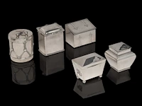 A cartier mustard and a collection of tea caddies, h 7 - 9,5 cm, total weight: 891 g