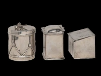 A cartier mustard and a collection of tea caddies, h 7 - 9,5 cm, total weight: 891 g - afbeelding 11 van  16