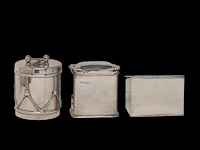 A cartier mustard and a collection of tea caddies, h 7 - 9,5 cm, total weight: 891 g - afbeelding 12 van  16