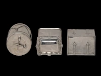 A cartier mustard and a collection of tea caddies, h 7 - 9,5 cm, total weight: 891 g - afbeelding 14 van  16