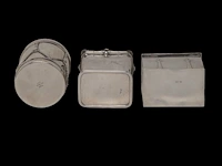 A cartier mustard and a collection of tea caddies, h 7 - 9,5 cm, total weight: 891 g - afbeelding 15 van  16