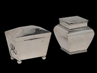 A cartier mustard and a collection of tea caddies, h 7 - 9,5 cm, total weight: 891 g - afbeelding 16 van  16
