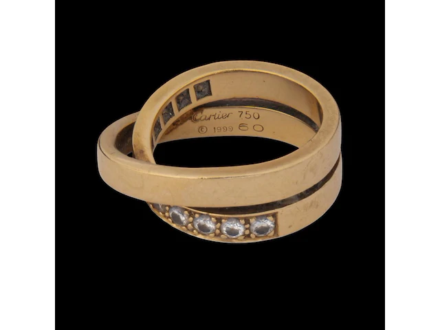 A cartier 'paris nouvelle vague' crossover ring, 18ct yellow gold and diamonds, 17,7 g (+) - afbeelding 15 van  20