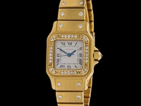 A cartier santos carrée automatic wrist watch in 18k yellow gold and diamonds, 97,5 g