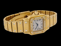 A cartier santos carrée automatic wrist watch in 18k yellow gold and diamonds, 97,5 g - afbeelding 3 van  7