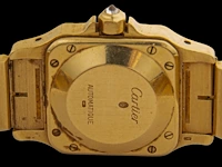 A cartier santos carrée automatic wrist watch in 18k yellow gold and diamonds, 97,5 g - afbeelding 5 van  7