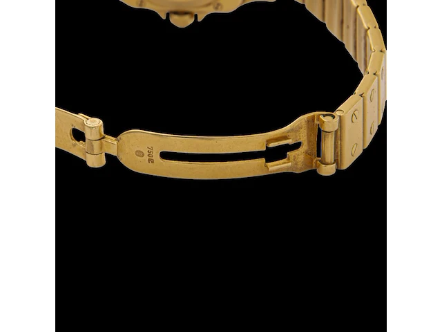 A cartier santos carrée automatic wrist watch in 18k yellow gold and diamonds, 97,5 g - afbeelding 6 van  7