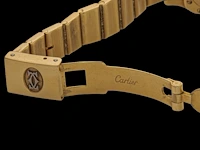 A cartier santos carrée automatic wrist watch in 18k yellow gold and diamonds, 97,5 g - afbeelding 7 van  7