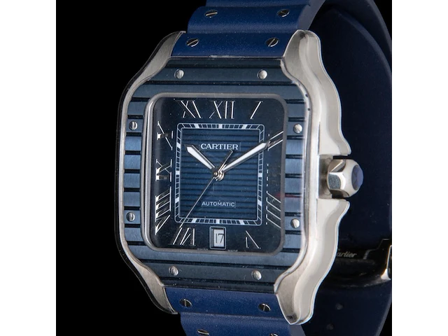 A cartier santos de cartier, ref. wssa0048, large model, blue adlc - afbeelding 4 van  11