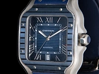 A cartier santos de cartier, ref. wssa0048, large model, blue adlc - afbeelding 4 van  11