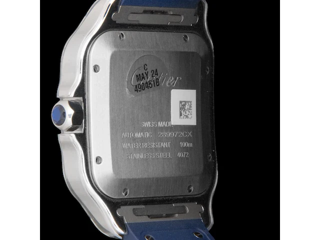 A cartier santos de cartier, ref. wssa0048, large model, blue adlc - afbeelding 5 van  11