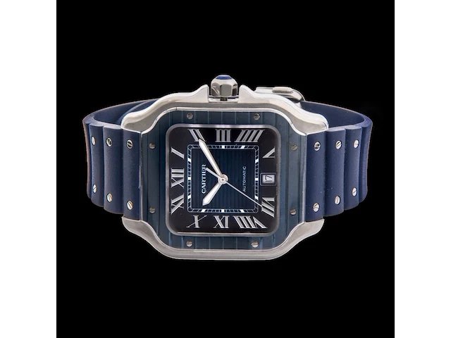 A cartier santos de cartier, ref. wssa0048, large model, blue adlc - afbeelding 6 van  11