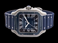 A cartier santos de cartier, ref. wssa0048, large model, blue adlc - afbeelding 6 van  11