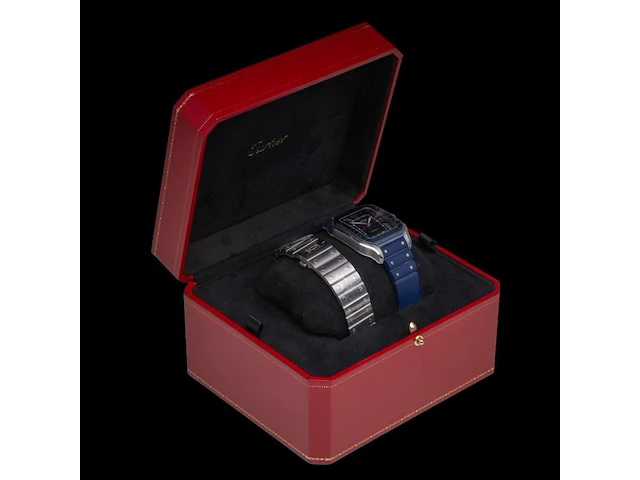 A cartier santos de cartier, ref. wssa0048, large model, blue adlc - afbeelding 10 van  11