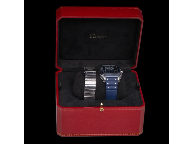 A cartier santos de cartier, ref. wssa0048, large model, blue adlc - afbeelding 11 van  11