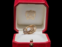A cartier 'trinity' 18ct tricolour gold and diamond ring, weight: 8,5 g (+) - afbeelding 10 van  14