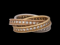 A cartier 'trinity' 18ct tricolour gold and diamond ring, weight: 8,5 g (+) - afbeelding 14 van  14