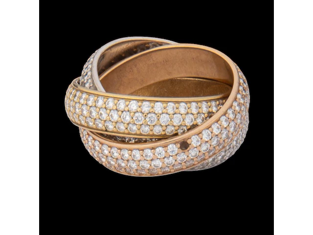 A cartier 'trinity' 18ct tricolour gold ring, weight: 15,2 g (+) - afbeelding 3 van  14