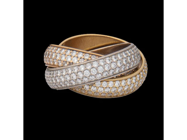 A cartier 'trinity' 18ct tricolour gold ring, weight: 15,2 g (+) - afbeelding 1 van  14