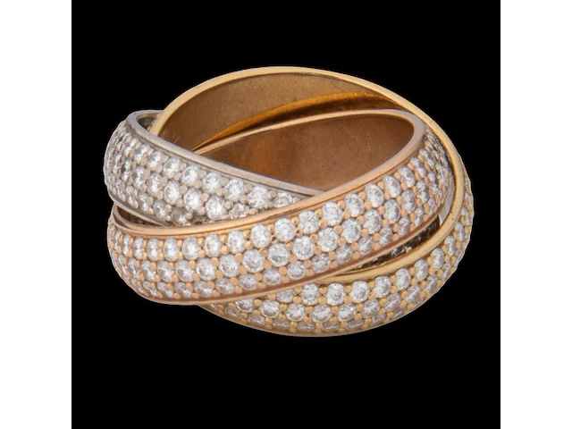 A cartier 'trinity' 18ct tricolour gold ring, weight: 15,2 g (+) - afbeelding 7 van  14