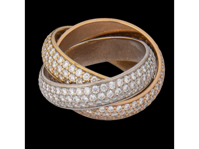 A cartier 'trinity' 18ct tricolour gold ring, weight: 15,2 g (+) - afbeelding 8 van  14