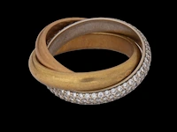 A cartier 'trinity one' ring in 18ct tricolour gold and diamonds, weight: 15,8 g (+) - afbeelding 2 van  14