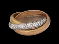A cartier 'trinity one' ring in 18ct tricolour gold and diamonds, weight: 15,8 g (+) - afbeelding 7 van  14