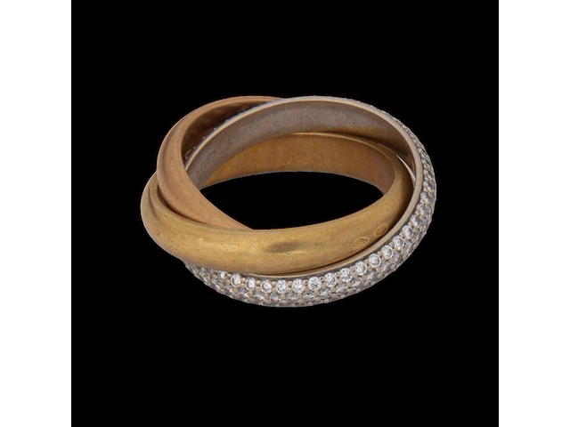 A cartier 'trinity one' ring in 18ct tricolour gold and diamonds, weight: 15,8 g (+) - afbeelding 8 van  14