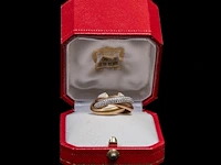 A cartier 'trinity one' ring in 18ct tricolour gold and diamonds, weight: 15,8 g (+) - afbeelding 10 van  14
