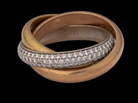 A cartier 'trinity one' ring in 18ct tricolour gold and diamonds, weight: 15,8 g (+) - afbeelding 13 van  14
