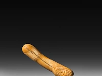 A carved african tribal bone phallic item (probably a deflorator), congo or angola 14.5 cm. (5.71 in.)