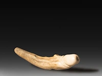 A carved horn phallic netsuke, japan, l 8 cm