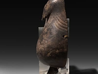 A carved wooden ritual hermaphrodite belly mask, makonde people, tanzania 45 cm. (17.71 in.) - afbeelding 3 van  4
