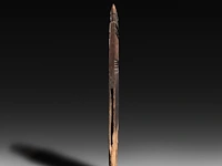 A carved wooden traditional door with five phalli on top, gurage people, ethiopia 122 x 32 cm. (48.03 x 12.59 in.) - afbeelding 2 van  5