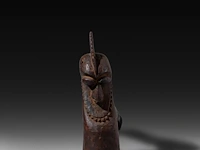 A carved wooden vanuatu tribal club, with two phallic ends, and a matching vanuatu pig killer 82 cm. (32.28 in.) - afbeelding 4 van  6