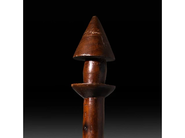A carved wooden vanuatu tribal club, with two phallic ends, and a matching vanuatu pig killer 82 cm. (32.28 in.) - afbeelding 6 van  6