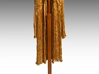 A charles and patricia lester haute couture gold coat in pleated silk
