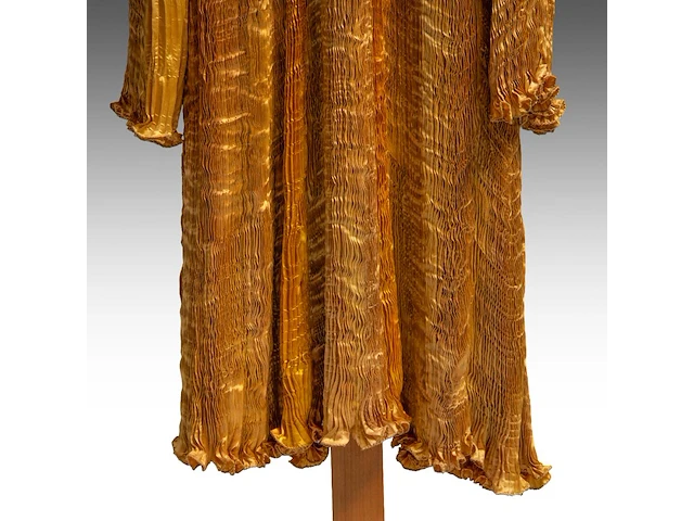 A charles and patricia lester haute couture gold coat in pleated silk - afbeelding 10 van  14