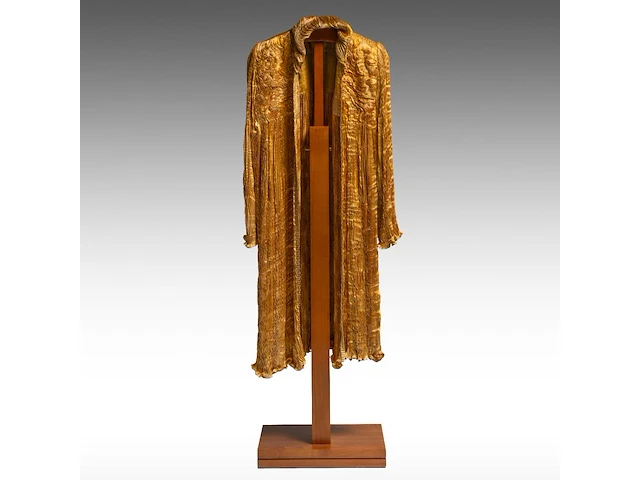 A charles and patricia lester haute couture gold coat in pleated silk - afbeelding 13 van  14