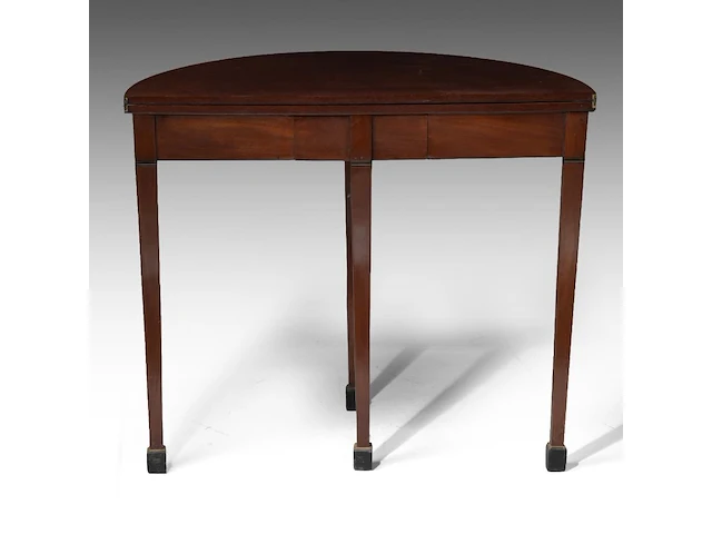 A charming directoire demi-lune fold-over side table, attrib. to the chapuis workshop 73 x 84.5 x 42 cm. (28.73 x 33.27 x 16.53 in.), frame: 71.5 x 84.5 x 84 cm. (28.14 x 33.27 x 33.07 in.) - afbeelding 4 van  9