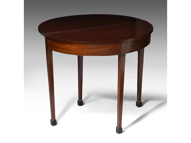 A charming directoire demi-lune fold-over side table, attrib. to the chapuis workshop 73 x 84.5 x 42 cm. (28.73 x 33.27 x 16.53 in.), frame: 71.5 x 84.5 x 84 cm. (28.14 x 33.27 x 33.07 in.) - afbeelding 8 van  9